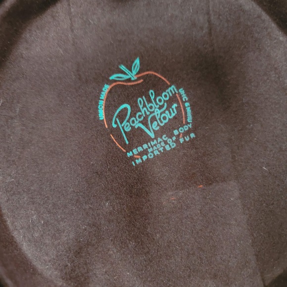Vintage BROWN ribbon bow Peachbloom Velour Union Made Imported fur Net Veil Hat main image 4